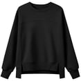 thumbnail image 7 of XRoczxe Women Crew Neck Oversized Sweatshirt Long Sleeve Raglan Top Side Split Hem Wrinkle Resistant Soft Casual Layering Pullover Multiple Fresh Solid Colors, 7 of 7