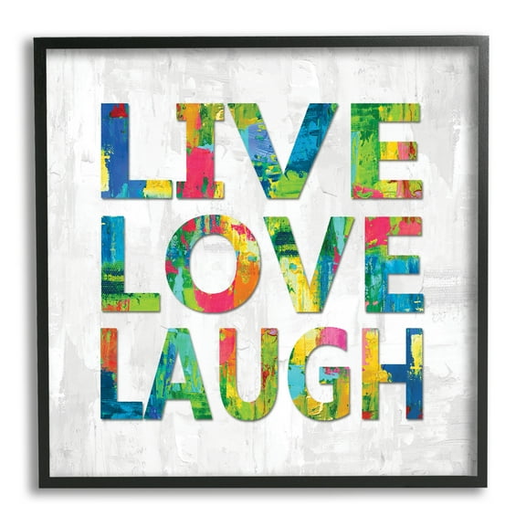 Stupell Industries Live Love Laugh Sentiment Bold Abstract Paint Typography, 12 x 12, Designed by Jamie MacDowell