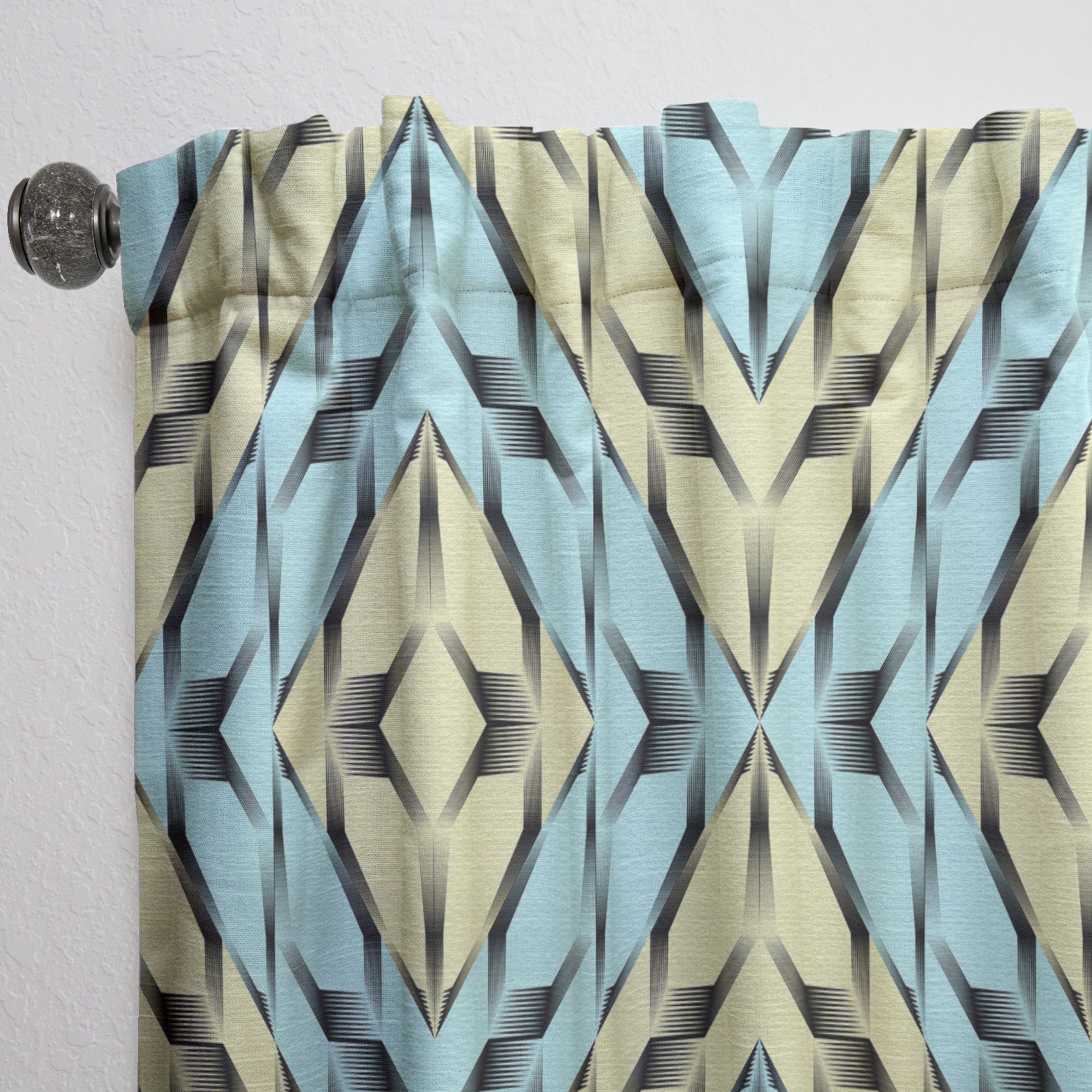 Designart 'Monochrome Fashion Ornament' Mid-Century Modern Curtain Panel