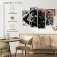 thumbnail image 4 of Elephant Stock Woman With Butterflies Wall Art - Horizontal Multi Panel Canvas - Living Room Wall Decor - People Multi Panel - Black And Gray Decor - 75" x 48", 4 of 4