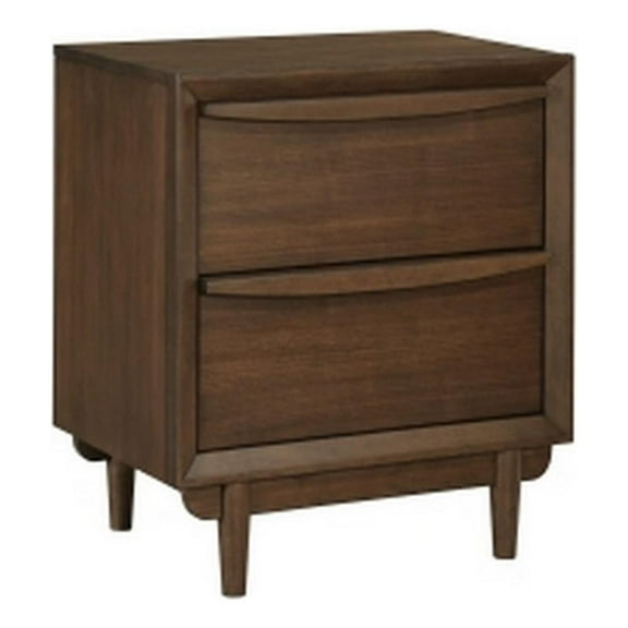 Soly 27 Inch Nightstand- 2 Drawers- USB Port- Lip Pull Handles- Brown