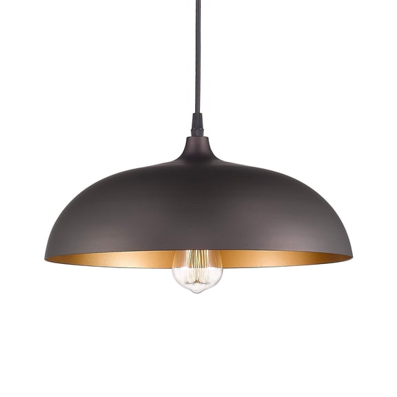 Emliviar Farmhouse Pendant Light Fixture, 14" Industrial Dome Hanging Light in Oil Rubbed Bronze Finish, 1901M ORB