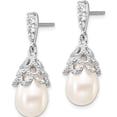 thumbnail image 2 of Sterling Silver Cheryl M Rh-P Cz Fwc Pearl Post Dangle Earrings (25 X 10) Made In China qcm839, 2 of 5