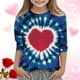 thumbnail image 1 of Blusas y camisas de cuello redondo y manga larga para niños, blusas/camisas de poliéster con estampado de corazones, mangas 3/4 y cuello redondo, elegantes e informales., 1 of 5
