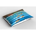 thumbnail image 2 of Ambesonne Cartoon Pillow Sham 2 Pack, Olympics Swimming Race, 30"x20", Blue Beige Red, 2 of 3