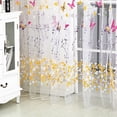 thumbnail image 3 of Panel de cortina de ventana de gasa de tul floral de mariposa (rosa 100X200cm, 3 of 6