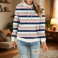 thumbnail image 2 of ZQUUVOU Women's Oversized Hoodies Stripe Printed Drawstring Hoodie with Pocket Long Sleeved Lightweight Fall Tops Pink, 2 of 5