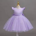 thumbnail image 7 of Splozh Baby Girls' Dresses Fashion Girls Adorable Solid Color Pearl Wedding Flower Girl Dress,Purple,5-6 Years, 7 of 7