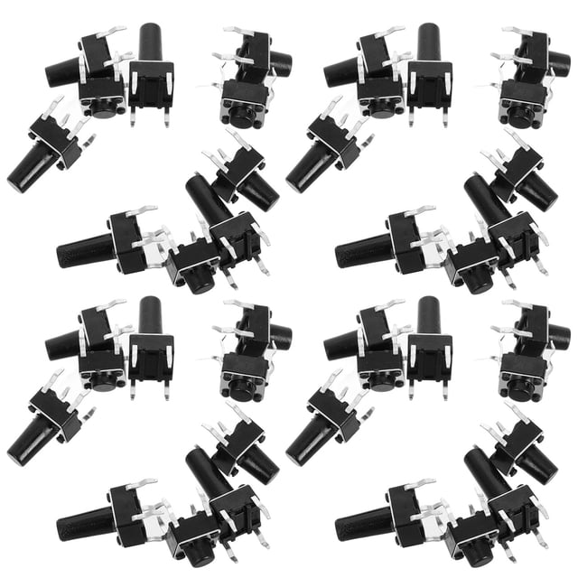 RUNROTOO 100Ud Kit De Interruptores Táctiles Momentáneos De Alta Sensibilidad En Color Negro Para Electrónicos
