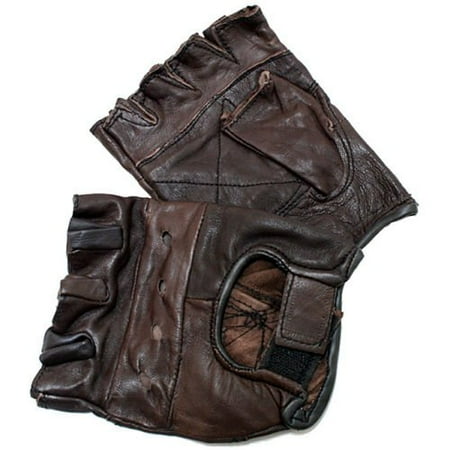 gloves leather fingerless brown strap extra velcro defender duty heavy steampunk match boots costume diy motorcycle purpose multi maskerix visit