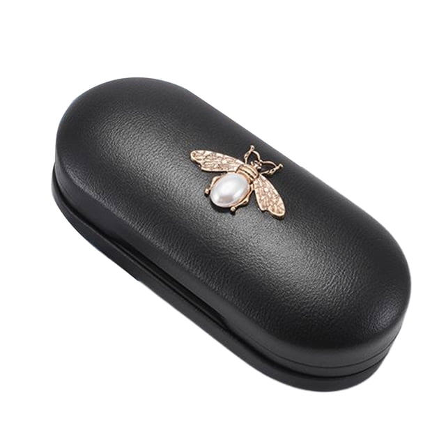 Minnieouse Kit de viaje compacto para gafas, estuche de PU con compartimentos para organizador de gafas de repuesto Cadenas y cordones para anteojos tipo+3