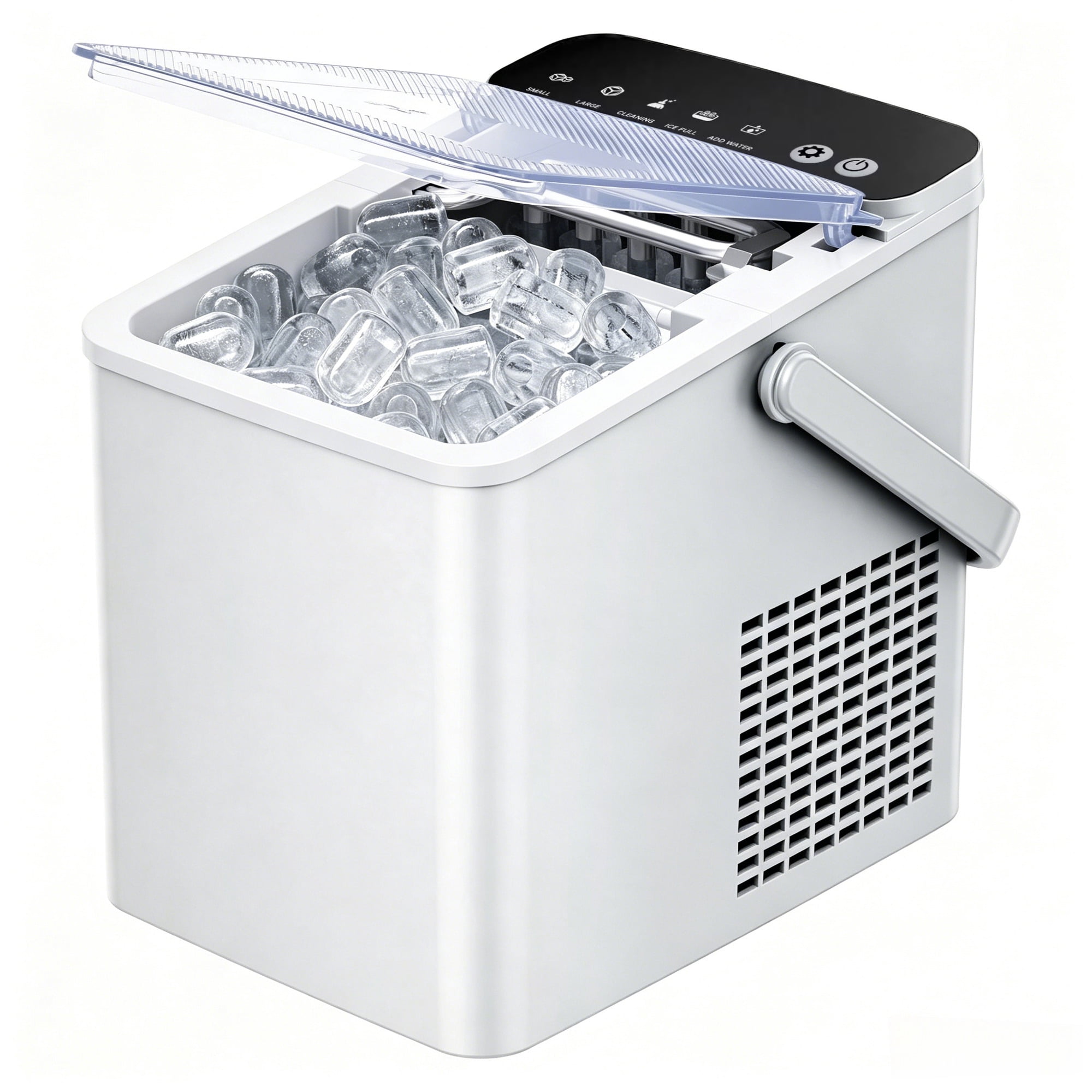 SIMZLIFE Portable Countertop Ice Maker Machine, 26 lbs Ice Per Day, 9 Bullet Ice Cubes Ready in 6 Minutes, Small & Large Ice Sizes, Self-Cleaning, 1.1L Water Tank, Ice Scoop & Basket, White