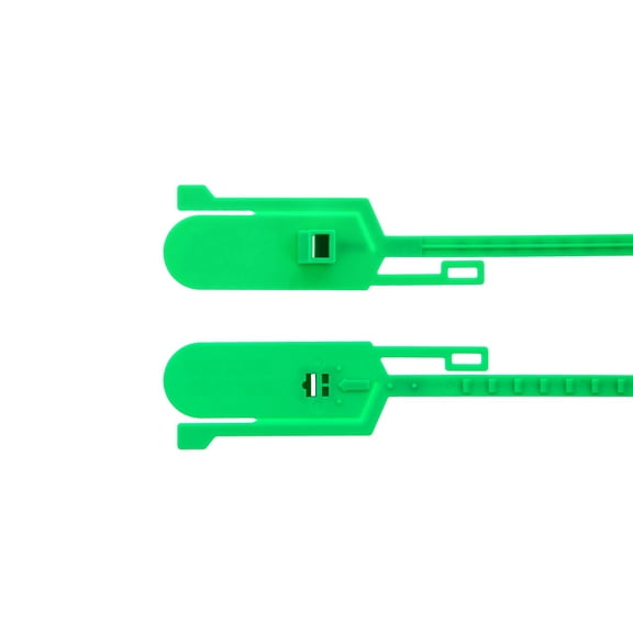 Secure Cable Ties 15 Inch Blank Tamper Evident Tear Away Green Plastic Seal - 100 Pack