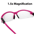 thumbnail image 5 of Global Vision Eyewear Cougar Bifocal Women's Safety Glasses Dark Pink Nylon Frame Clear Lenses, 5 of 7