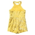 thumbnail image 6 of Rswnyirn Kids Girls Sleeveless Short Jumpsuit Sequins Pageant Romper Halter Neck Formal Suit Dance Gold 10, 6 of 7