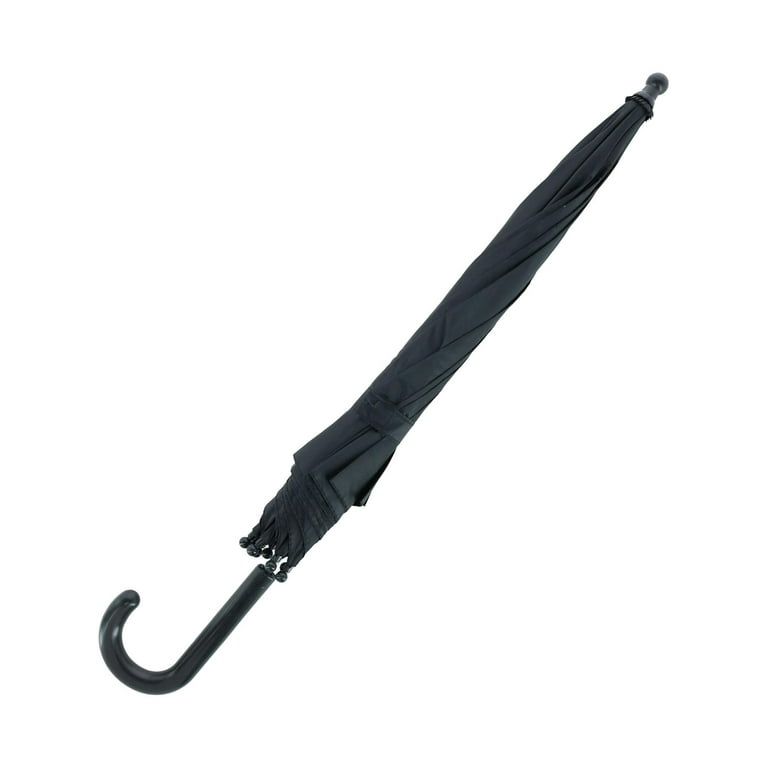iRain Kid's Solid Color Stick Umbrella with Hook Handle - Black One