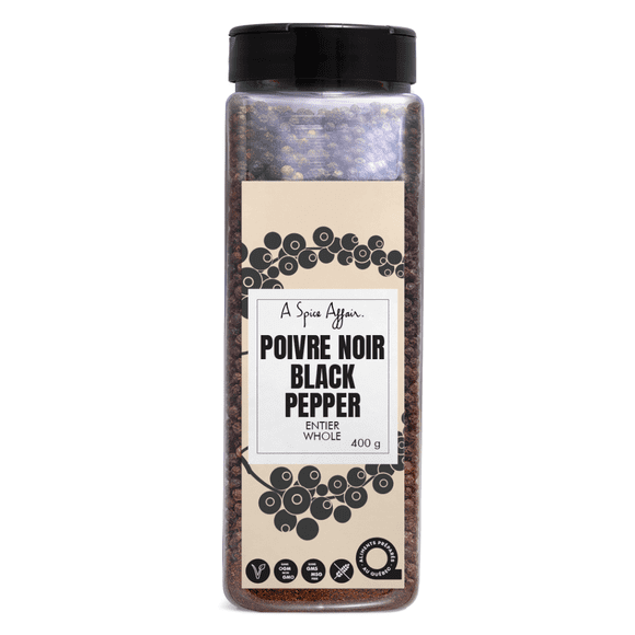 Black Pepper Whole 400 g (14.1 oz) A Spice Affair Large Shaker