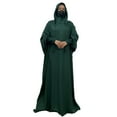thumbnail image 2 of Qulqfy Maxi Womens Dress Kimono Sleeve Green Abaya Casual Hooded Kaftan Muslim Flowy Dresses Women Fall Dresses L, 2 of 7