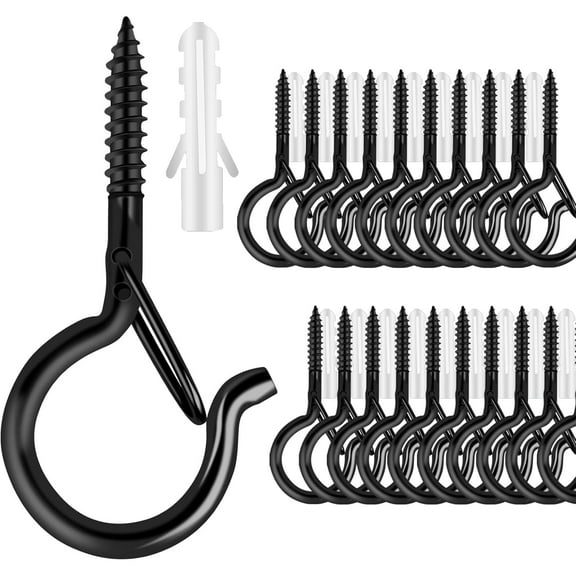 20 PCS Screw-in Hooks for Outdoor String Lights, Swivel Hanging Basket Patio Light Hooks with Safe Buckle Screw in Planter Eye Hook for Wall Ceiling