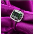 thumbnail image 3 of Perfect 1.50 Carat Green Emerald 6mm Princess Cut And Moissanite Diamond Halo Engagement Ring in 10k White Gold, 3 of 5