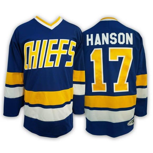 17 Steve HANSON Brothers SLAP SHOT Film Charlestown Chefs Maillots de Hockey Bleu