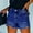 Dark Blue, variant on Sakmal Shorts Womens Jean Blue Cut-off High Waisted 5" Ripped Denim Shorts with Pockets