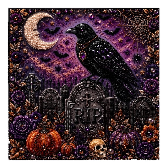 Diamond Art Kits, Diamond Painting Kits for Adults Haunted Cemetery Crow Design, for Holiday Family Bonding Projects, Cozy Indoor Fall Activities, and Entryway