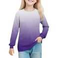 thumbnail image 2 of YUNAFFT Girls 4-14Y Gradient Long Sleeve Shirts Soft Stretchy Cotton-Like Fabric Comfortable Casual Tops for Daily Wear, 2 of 8