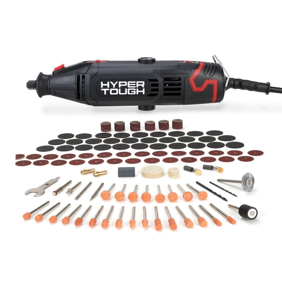 Hyper Tough 1.5 Amp Corded Rotary Tool, 120 V Variable Speed, 105 Accessories and Storage Case