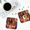 thumbnail image 4 of Rateoe Colorful Cake Ice Cream Drawing Drink Coasters Set of 4 Leather Coasters Spill Protection for Table Desk,Durable and Non Slip Leather Coaster ,4 Inches Drink Mats-Square, 4 of 6