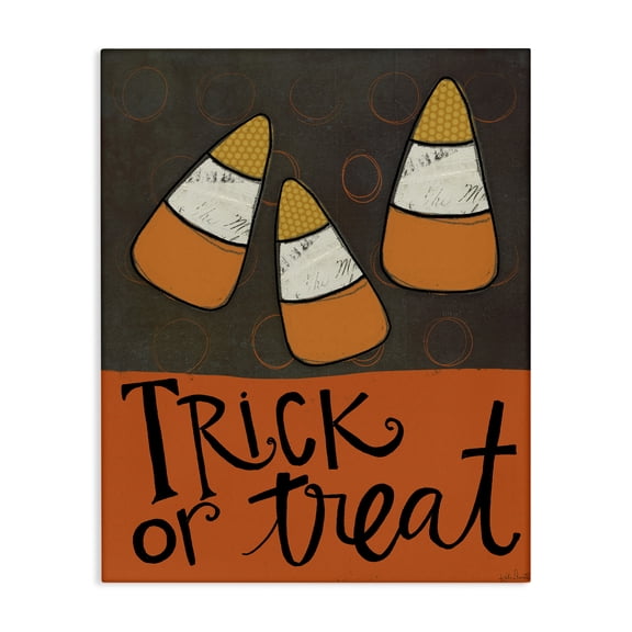 Stupell Industries Traditional Trick or Treat Halloween Greeting Patterned Candy Corn Canvas Art, 16 x 20, by Katie Doucette