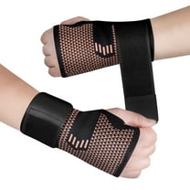 Vlela Copper Wrist Brace for Carpal Tunnel Wrist Support with Adjustable Elastic Strap Wrist Band Hand Wraps for Carpal Tunnel, Arthritis, Tendonitis Pain Relief
