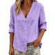 thumbnail image 3 of TaTaai Ladies V Neck Layered Blouse Solid Color Loose Fit Casual Cardigan Open Front Summer Tunic Ruffle Top Gift, 3 of 6