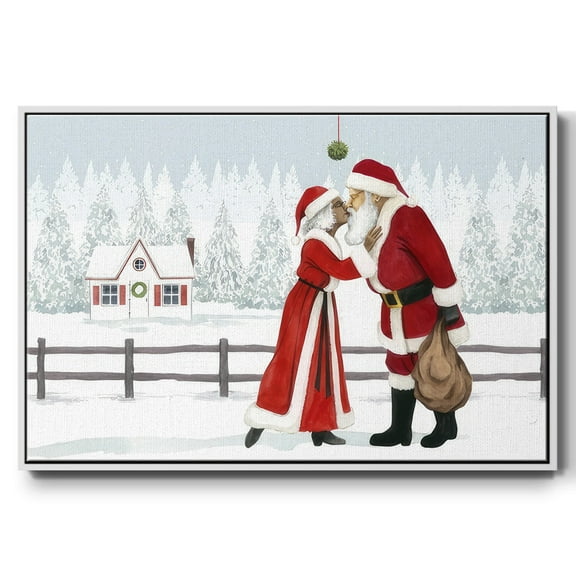 Christmas Love Collection A - Framed Gallery Wrapped Holiday Canvas - 17 x 25 - White Frame
