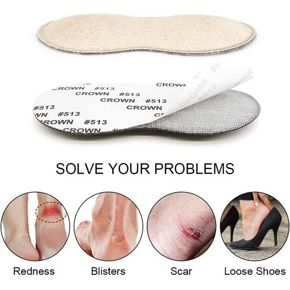 Heel Grips for Men and Women, Self-Adhesive Heel Cushion Inserts Prevent Heel Slipping, Rubbing, Blisters, Foot Pain, and Improve Shoe Fit - 2pairs  Extra 1pair (Beige)