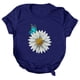 thumbnail image 3 of Gibobby Playera de Manga Corta Casual Suave Top informal con estampado Floral para mujer, camiseta manga corta con cuello redondo, camiseta elegante holgada, b(Azul,M), 3 of 5