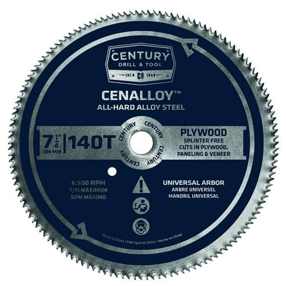 Century Drill & Tool 178320628 08206 7.25 in. x 140T Plywood Cenaly Saw Blade