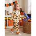 thumbnail image 6 of RUINIXCW Toddler Baby Girl Halloween Silk Stain Pajamas Set Kids Fall Sleepwear Ghost Pumpkin Fur Cuffs Long Sleeve Button Down Shirt and Pants Set Homewear Loungewear 1-6 Years, 6 of 9