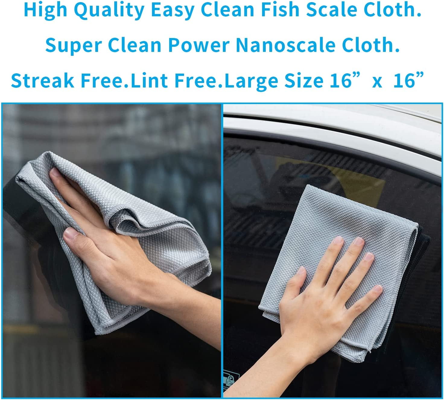 Streak Free Lint Microfiber Window Cleaning Cloth,Best Glass Car Shiny Wipes Mirror Shower Cloth, Miracle Cloths for Glasses,Stainless Steel,Wine Polishing Towels,Pack of 6,Grey