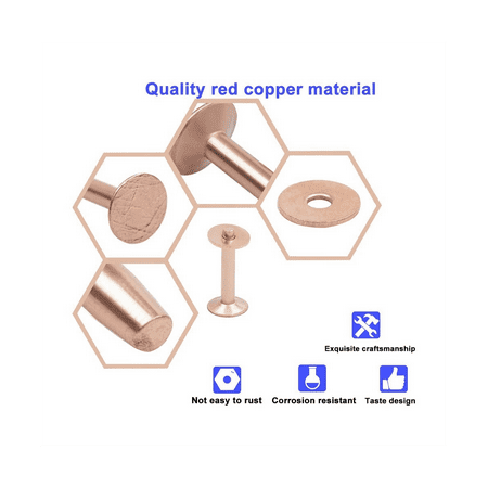 

Copper Rivets and Burrs Solid Brass Rust-Proof Studs Leather Copper for Leather Pure Copper Setting Tool
