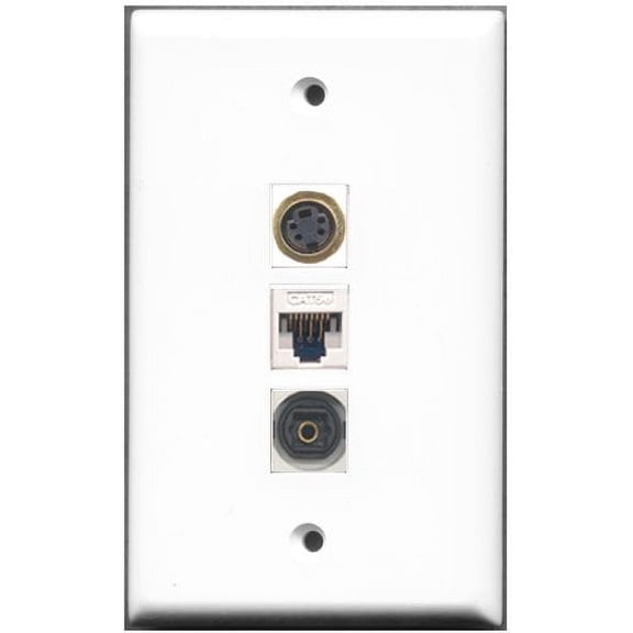 RiteAV - 1 Port S-Video 1 Toslink 1 Cat5e Ethernet White Wall Plate