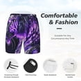 thumbnail image 3 of Honeii Purple Pattern White Tiger Print Men's Swim Shorts,Mens Swim Trunks,Breathable Mesh Beach Shorts for Swimming,Surfing, and Beach Activities-3X-Large, 3 of 6