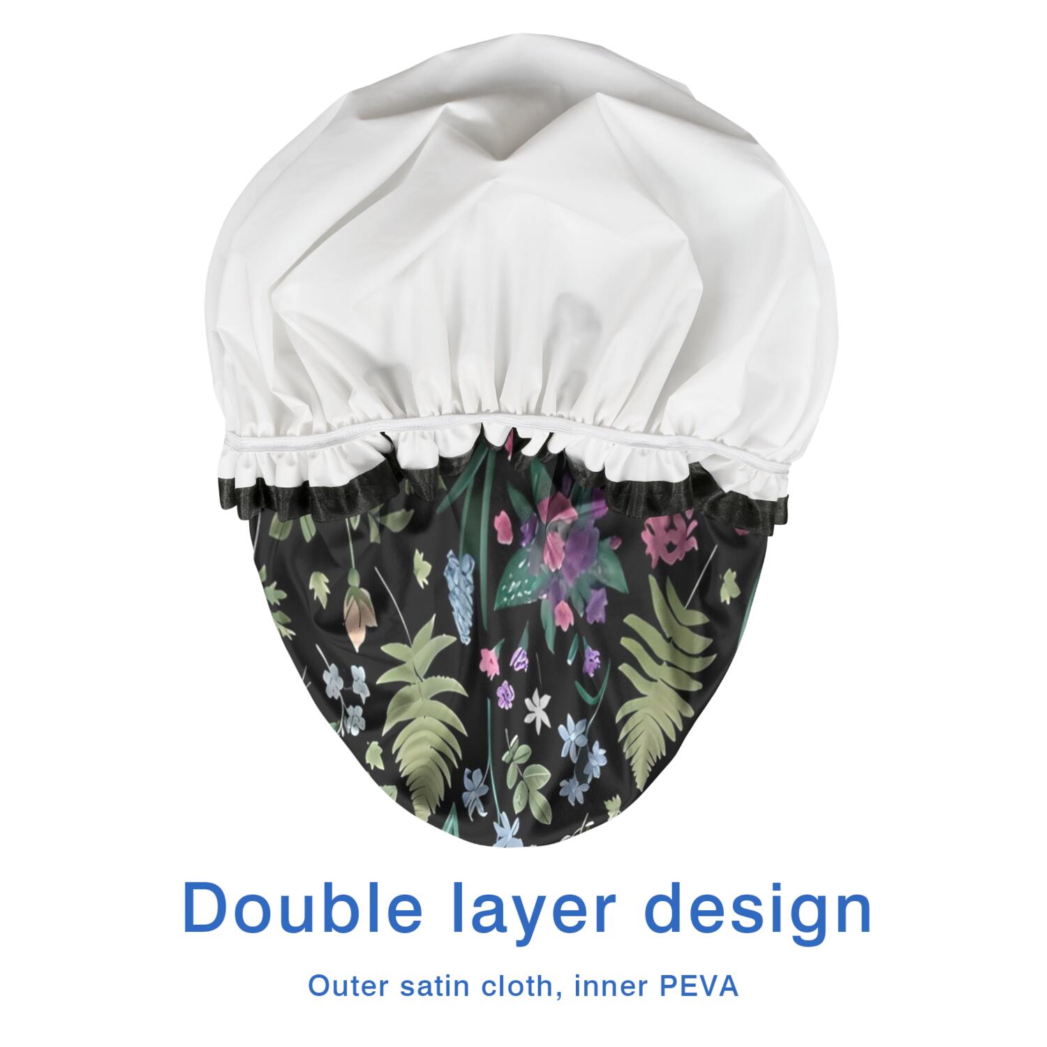 Shower Caps,Pioneer Flower Floral Print Pattern Waterproof Shower Cap for Women 4 Pieces,Double Reusable Hair Cover for Shower PEVA Elastic Stretch Hem