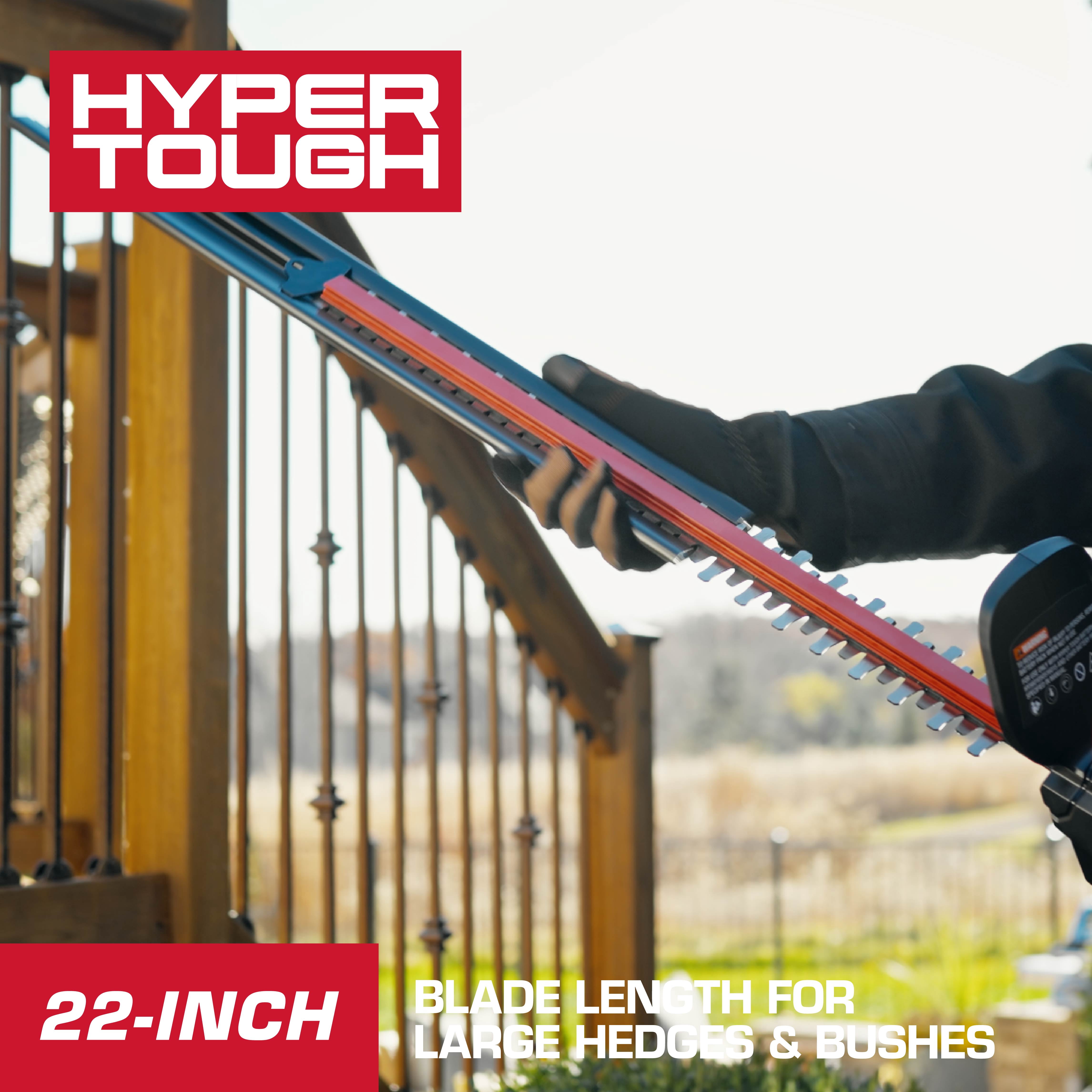 Hyper Tough 22" 20V Brushless Cordless Hedge Trimmer with 20V Max 2.0Ah Battery and Charging Cable