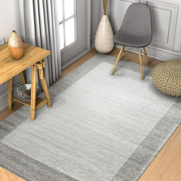 Well Woven Vettore Felize Grey Modern Solid Border Area Rug Walmart