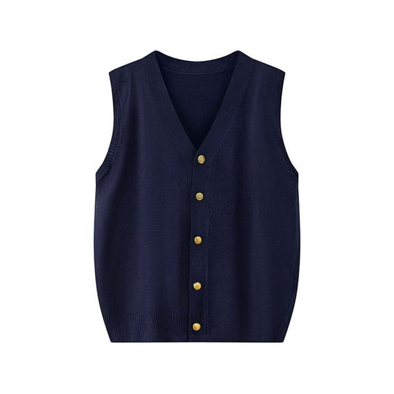 TEAJOPSUU Sweater Vest for Women Spring Fall Outfits Solid Color Sweaters Button Up Casual Knitted Cardigan Sweater Fashion Clothes A-Navy