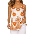 thumbnail image 2 of Xdegoge Spaghetti Strap Tank Top Floral Printed Spaghetti Strap V Neck Tops Flowy Sleeveless Summer Beach Vacation Spring Summer Clothes, 2 of 8