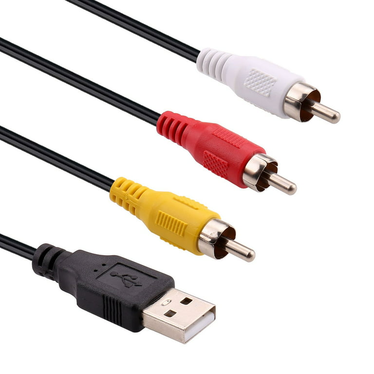 Câble RCA vers USB, Câble USB vers 3 RCA, USB A 2.0 Mâle vers 3 Câble  adaptateur de composant RCA Vidéo Audio Vidéo RCA pour PC, MAC, AV