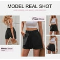 thumbnail image 5 of SHEWIN Women's Shorts Comfy Drawstring Elastic Waist Cotton Shorts Casual High Rise Sports Short Pants with Pockets Black, 5 of 8