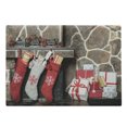 thumbnail image 1 of Fireplace Cutting Board, Christmas Themed Photo of Hanged Stuffed Stockings on Fire Log and Gift Boxes, Decorative Tempered Glass Cutting and Serving Board, in 3 Sizes, by Ambesonne, 1 of 2